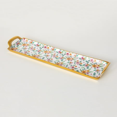 

2.25 H Sullivans Floral Long Metal Serving Tray Multicolored