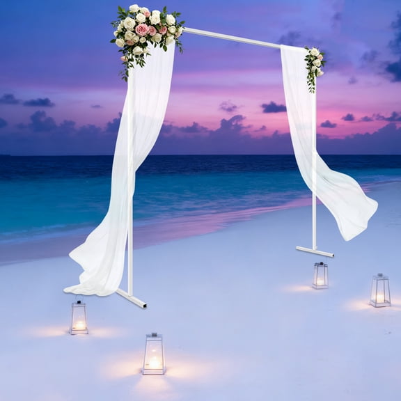 6.6x6.6FT Backdrop Stand White Square Wedding Arches Rectangular Metal Arch for Weddings, Birthday Parties