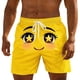 thumbnail image 4 of Ceisia Men's Bright Yellow Starry-Eyed Crush Emoji Print Beach Shorts 4-Way Stretch Drawstring Swim Trunks Gifts, 4 of 5