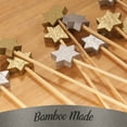 thumbnail image 6 of BambooMN - Holiday 6-Point Star Bamboo Picks Skewers for Fruit Sandwiches Cocktails - 5.9" (15cm) - Gold, Silver - 300pcs, 6 of 9