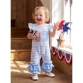 thumbnail image 4 of BemeyourBBs Newborn Baby Girl 4th of July Outfit Patriot Independent Day Clothes Summer One Piece Romper Fly Sleeve Stripes USA Flag Letters Casual Ruffled Jumpsuit Baby Fourth of July Outfit, 4 of 9