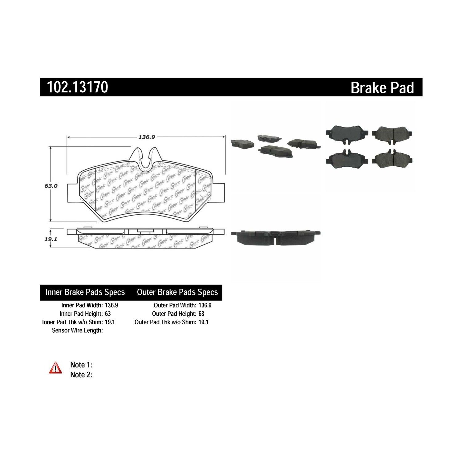 Centric 102.13170 Rear Brake Pad