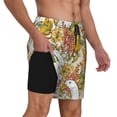 thumbnail image 2 of Naloa Ducks and Flowers Print Men Swim Trunks with Compression Liner ,Board Shorts,Men's Swim Shorts with Drawstring and Elastic Waistband-XX-Large, 2 of 6