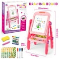 thumbnail image 2 of Hot Bee Art Easel for Kids Toddlers Girls Ages 3 4 5 6 Years, Rotatable Drawing Board Standing, Double Sides with Whiteboard & Chalkboard, Birthday Christmas Gifts(Pink)., 2 of 6