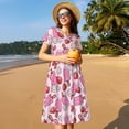 thumbnail image 4 of Haiem Strawberry Popsicle Pattern Women's Short-Sleeve Scoop Neck Swing Dress, 4 of 6