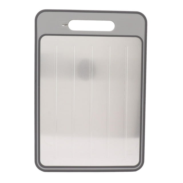 Defrosting Tray Double Sided Grinding Thawing Cutting Board with Sharpener for Frozen Meat Grey