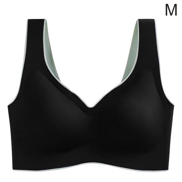 Sujetador sin costuras Sport Yoga Running Hacer subir Vest Underwire Soft Sleep Ropa interior de mujer, Negro, M Sweethay AP001300-01B