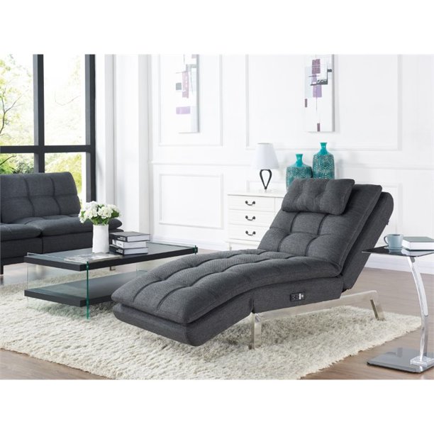 Relax A Lounger Hermes Convertible Chaise Lounge In Charcoal Grey Walmart Com Walmart Com
