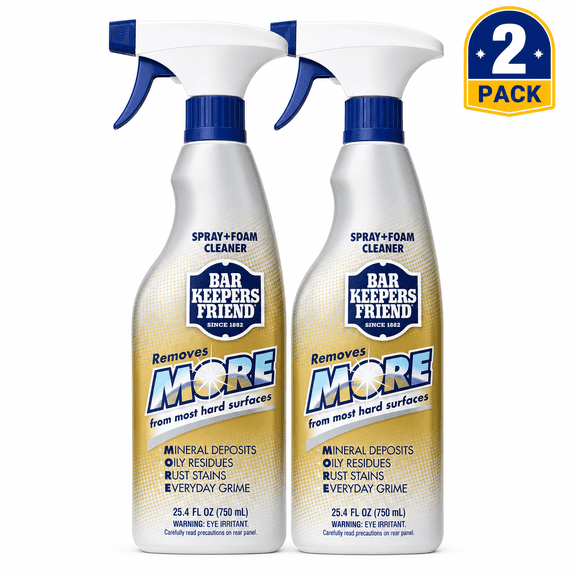 Bar Keepers Friend MORE Spray Foam Cleaner, 25.4 oz, 2 Pack, Multipurpose Cleaner & Rust Stain Remover for Sinks, Showers, Tile & Countertops