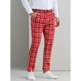 thumbnail image 5 of INSPIRE CHIC Plaid Printed Pants for Men's Regular Fit Flat Front Office Checked Slacks 36 Red, 5 of 6