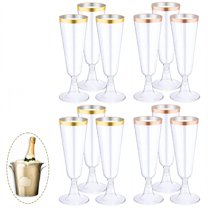 ACDANC 12Pcs Champagne Flutes Plastic 5 oz Open-Form Cup Plastic Wine Glasses with Stem Martini Glasses for Party Wedding Decoration Mix2