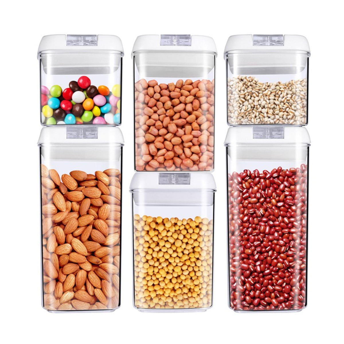 Airtight Food Storage Containers Set - 6 PC - Pantry Organization and Storage 100% Airtight, BPA Free Clear Plastic, Kitchen Canisters for Flour, ...
