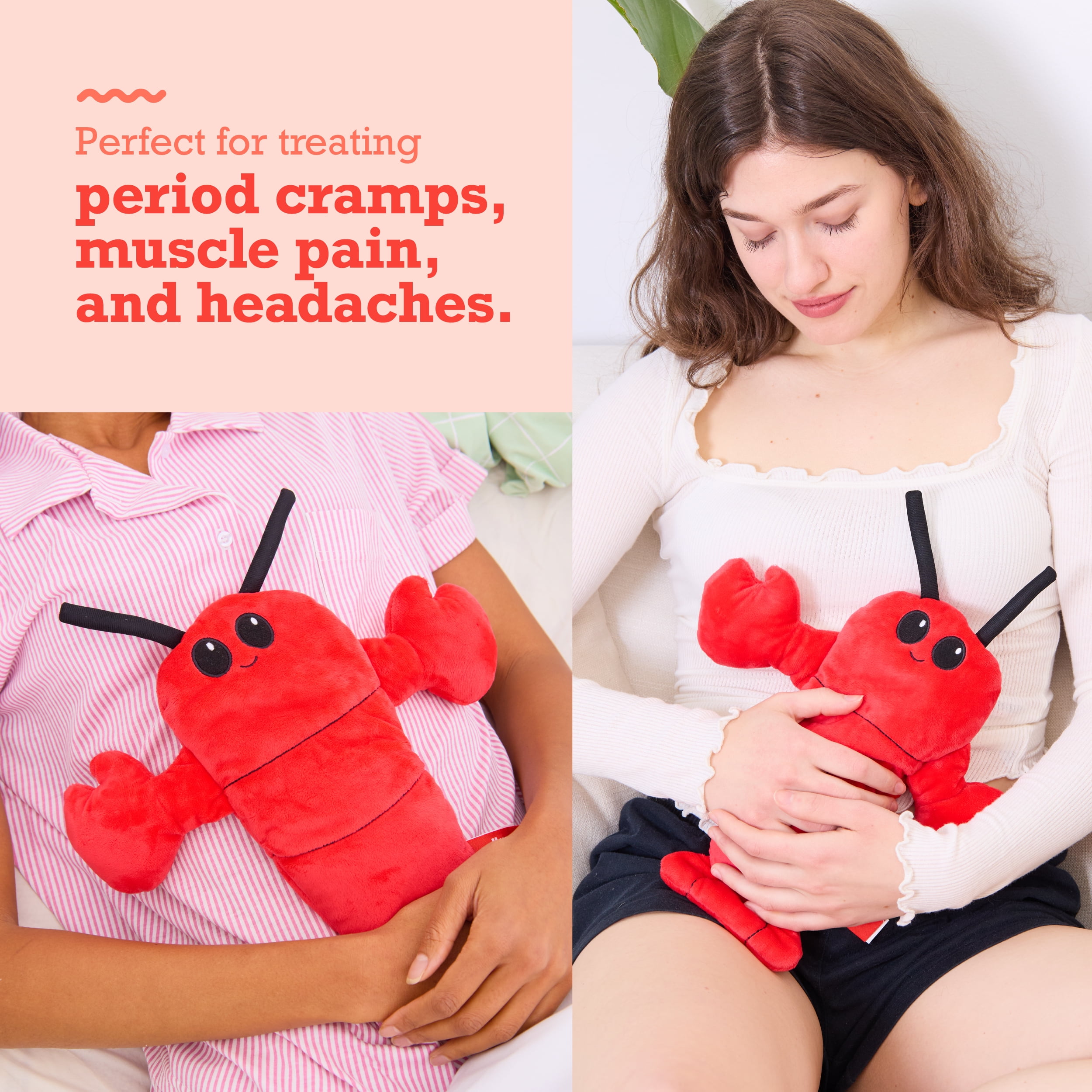 Happy Helpers Menstruation Crustacean Lobster, Microwavable Heating Pad for Cramps, Gifts for Teens
