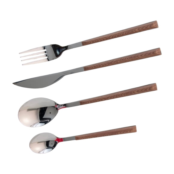 Juego de Cubiertos Café Top Choice 16 Piezas Tipo Madera, Mango Ergonómico, Acero Inoxidable, Set Moderno para Hogar, Incluye Caja de Regalo