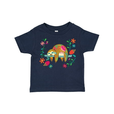 

Inktastic Sloth Cute Girls Flowered Gift Toddler Toddler Girl T-Shirt