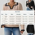 thumbnail image 3 of Women's Floral Lapel Contrast Stitch V-Neck Long Sleeve Pullover Knit Sweater, 3 of 7