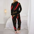 thumbnail image 5 of Disketp Pajamas Set Long Sleeve Sleepwear Womens Button Down Nightwear Pj Sets-Hot Chili, 5 of 9