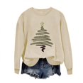 thumbnail image 4 of BXJX Women's Round Neck Christmas Print Sweatshirt- Winter Holiday Casual Loose Fit Christmas Pullover Tops Khaki Size XL, 4 of 8