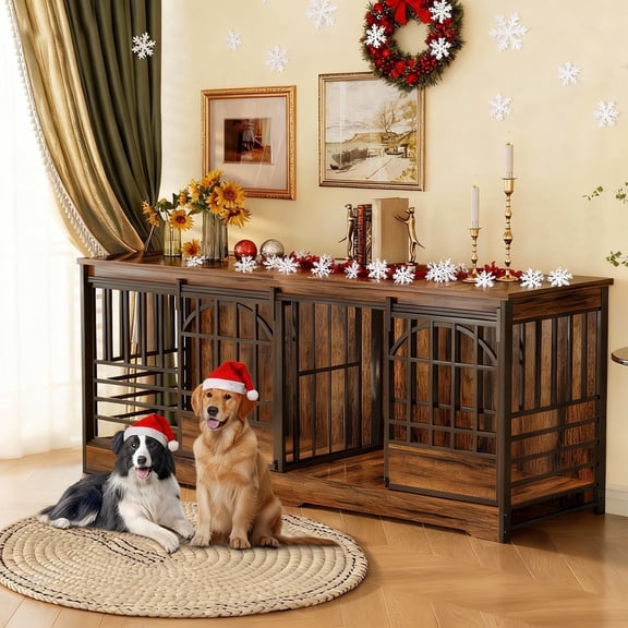 78 inch Dog Crate Furniture XXL Dog Cage Heavy Duty Dog Kennel Indoor with Removable Divider,Extra Large Double Cage Large Breed