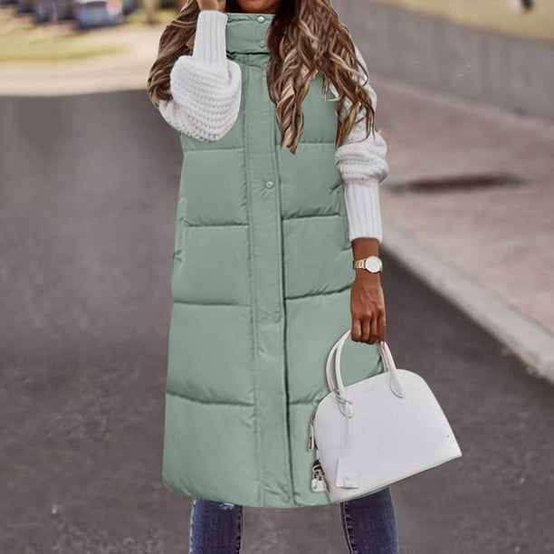 Gibobby Chamarra larga de invierno chamarra de plumon plegable de invierno para mujer talla grande ultraligera larga chamarra con capucha Verde M Walmart en linea