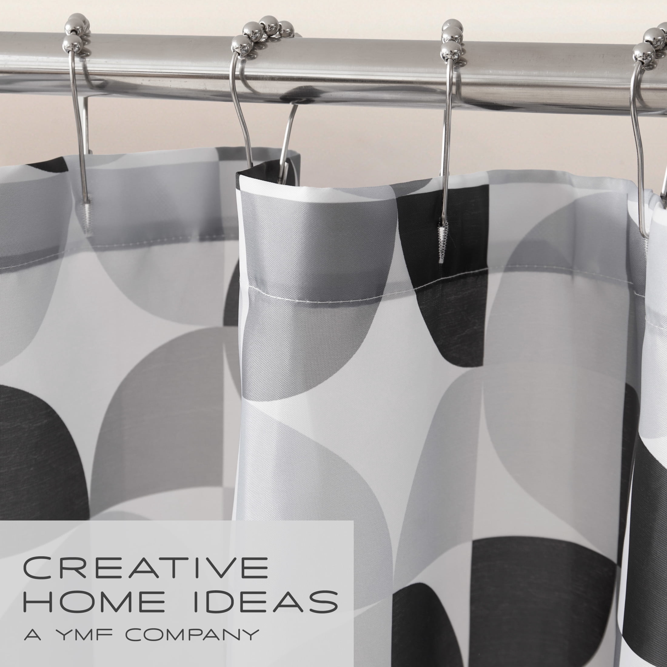 CHI Bale Shower Curtain with Hooks and Rugs Modern Washable 72" W x 72" L 15-Piece Set