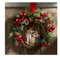 Christmas Wreaths for Front Door,Holiday Decorations Garland for Indoor Outdoor Home Party Hanging Decorations Wreath(16 inch)