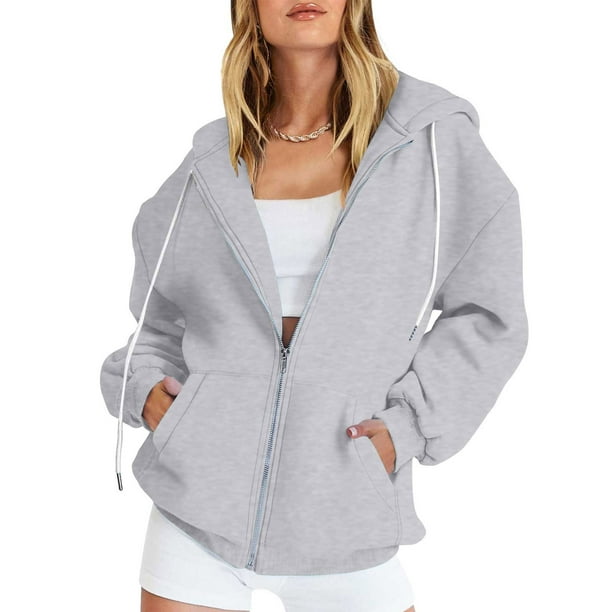 Puntoco Blusa de manga larga con capucha y cremallera de color informal para mujer Puntoco Puntoco-1