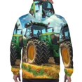 Bingfone Green Tractor Field Men's Drawstring Hoodie Long Sleeve Pocket