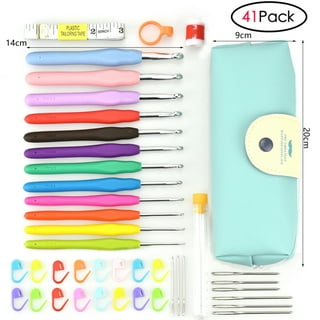 Qenwkxz 66pcs Crochet Kits for Beginners Colorful Crochet Hook Set with Storage Bag and Crochet Accessories Ergonomic Crochet Kit Practical Knitting