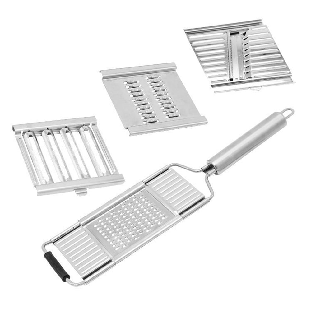 Grater for Kitchen Multi Purpose Vegetable Slicer Hand-held Stainless Steel Cheese Grinder 4 Blades 