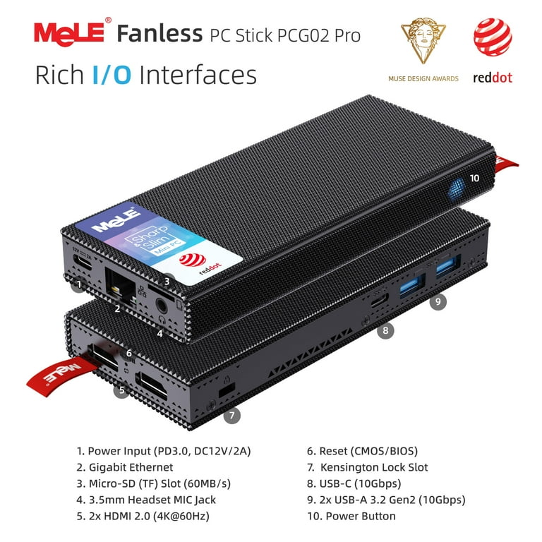 MeLE Intel N100 Mini PC Stick PCG02 Pro 8GB 256GB Windows 11 Pro 
