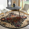 thumbnail image 2 of SAFAVIEH Aspen Ellie Floral Bordered Wool Area Rug, Charcoal/Cream, 9' x 9' Round, 2 of 5