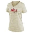 thumbnail image 2 of Women's Nike  Cream Los Angeles Angels City Connect Velocity Practice Performance V-Neck T-Shirt, 2 of 3