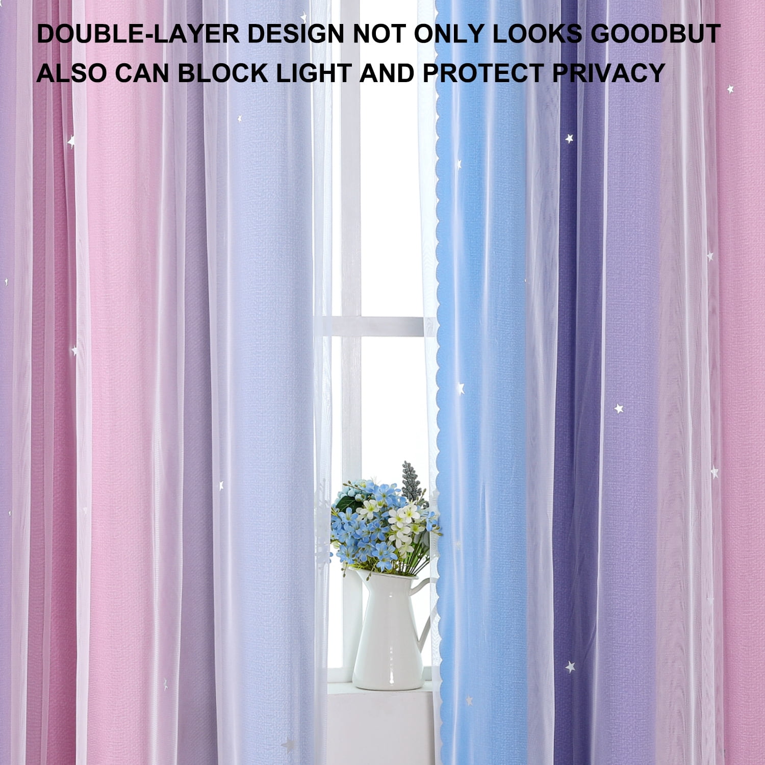 DZORUN Rainbow Sheer Curtains Colorful Backdrop Bright Curtains Set for Kids Girls Princess Bedroom Living Party Blackout Decor 52" x 84"