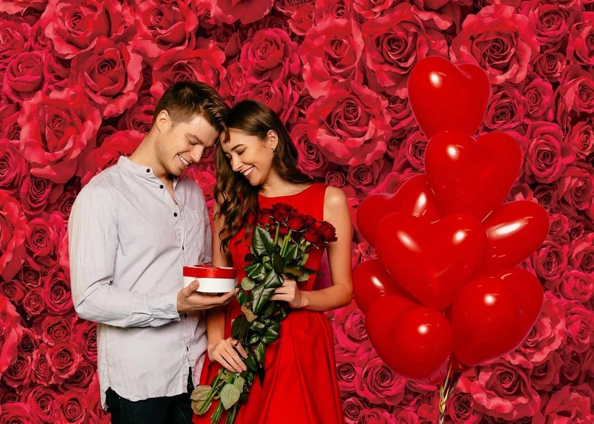 BUTTERFLY- Valentine'S Day Rose Backdrop Red Flower Wall Photography Background Wedding Bri