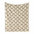 thumbnail image 1 of Animal Soft Flannel Fleece Throw Blanket, Hand Drawn Zentangle Patterned Repetitive Illustration, Cozy Plush for Indoor and Outdoor Use, 70" x 90", Sepia and Champagne, by Ambesonne, 1 of 5