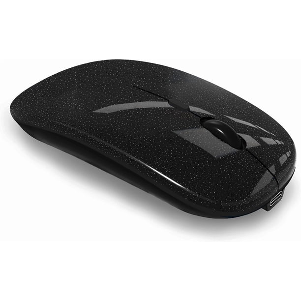 WREANU Wireless Bluetooth Rechargeable Laptop Mice with LED Lights Silent Slim Use(BT5.2 and 2.4G Portable USB) Dual Mode Computer for Laptop//Tablet//Computer/ (Black)