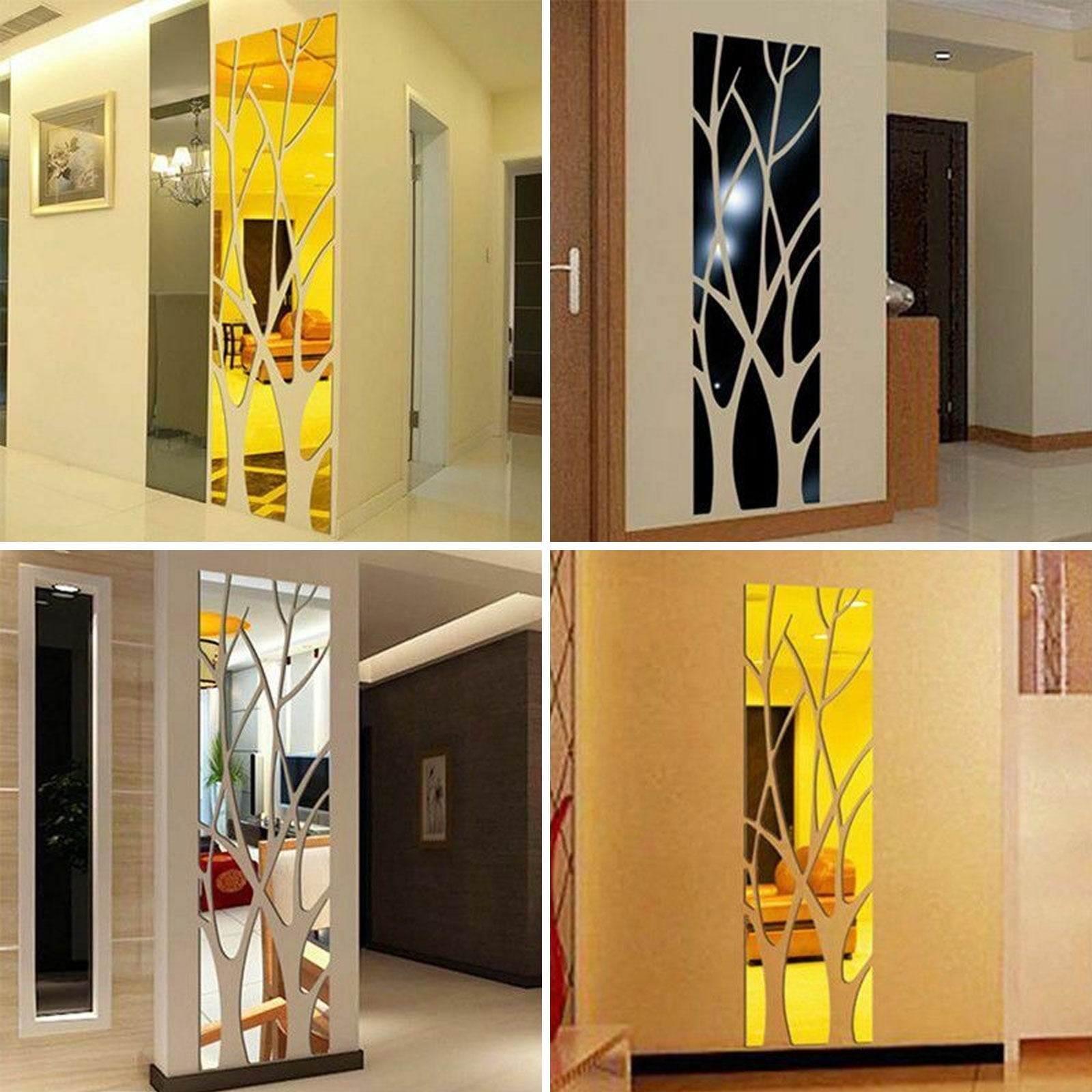 EEEkit Simple Tree Mirror Wall Sticker, Removable 3D DIY Art Acrylic Mirror Wall Sticker Decals