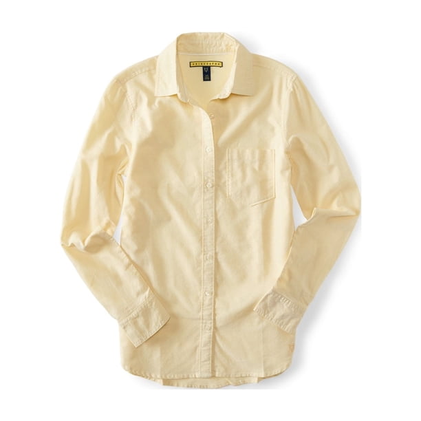 Camisa con botones Oxford para mujer Aeropostale Amarillo XS