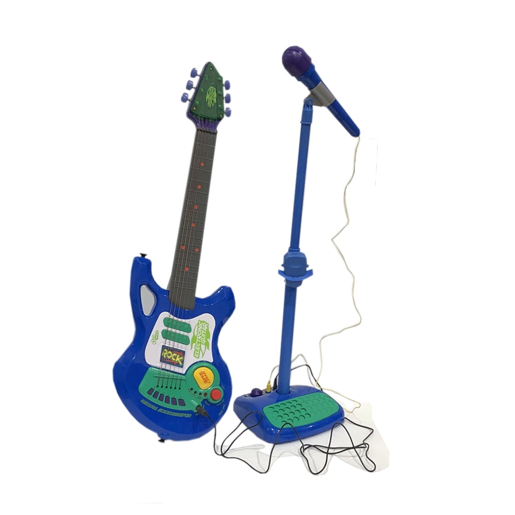 toy guitar and microphone set