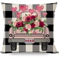 thumbnail image 5 of Valentines Pillow Covers 18x18 Set of 4, Valentines Day Pillow Covers Valentine Day Decoration, Black Buffalo Plaid Check Pink Truck Flower Red Rose Heart Decor Throw Pillows, 5 of 6