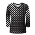 thumbnail image 6 of Jsaierl 3/4 Length Sleeve Womens Tops Summer V Neck Shirts Boho Polka Dot Ladies Blouses Work Vacation T-shirts Top S-2XL, 6 of 7