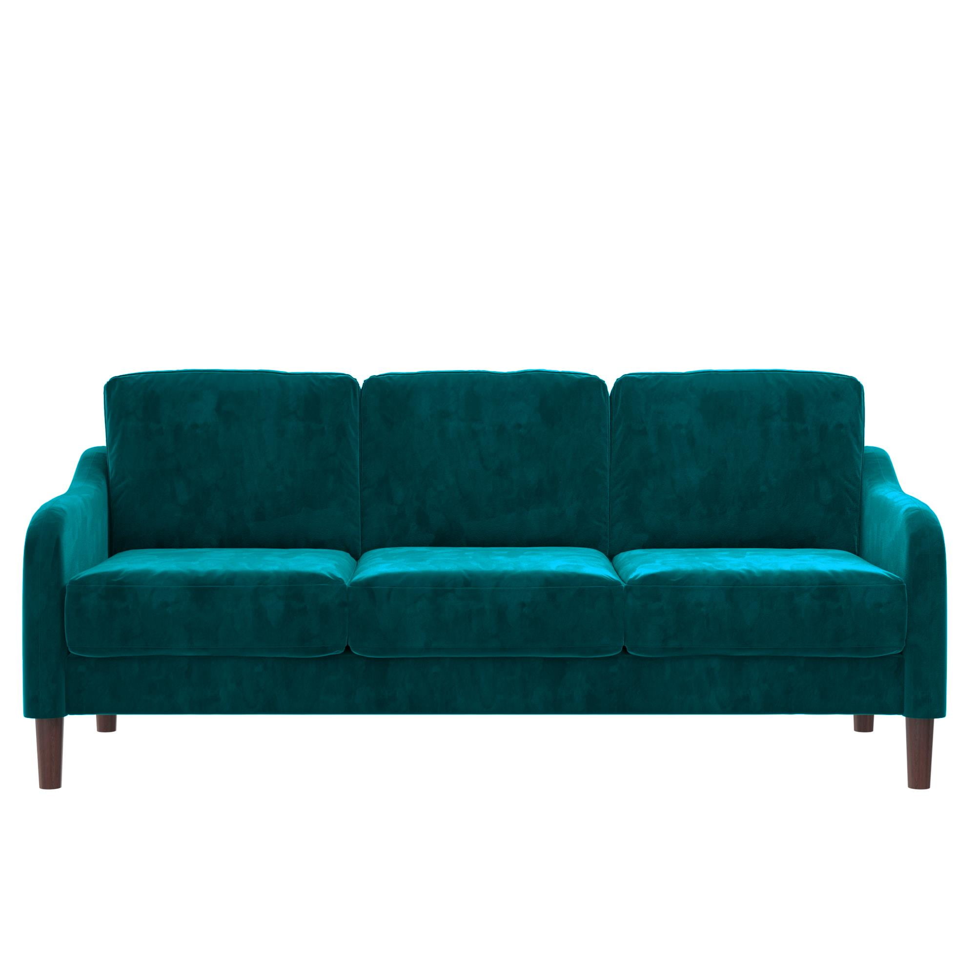 DHP Marbella 3-Seater Sofa Couch, Living Room Furniture, Green Velvet
