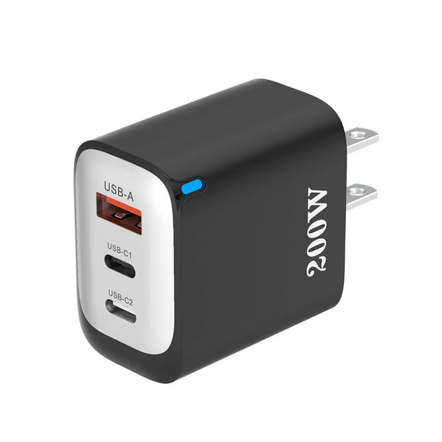 Usb Fast Charger Power Adapter Multi Port 1U+2C Input Compatibility For Electronic Devices Black Free Size Plastic Construction Black