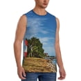 thumbnail image 2 of Pofeuu Lighthous Print Men's Muscle T-Shirt, Sleeveless, Muscle Tank, Classic Muscle Tee Top For Men Casual Sleeveless Muscle T-Shirt Trendy Clothes-X-Large, 2 of 7