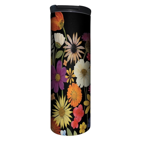 Highland Home "Budding Genius Flowers" 17 oz. Double Wall Stainless Steel Tumbler w/ Lid