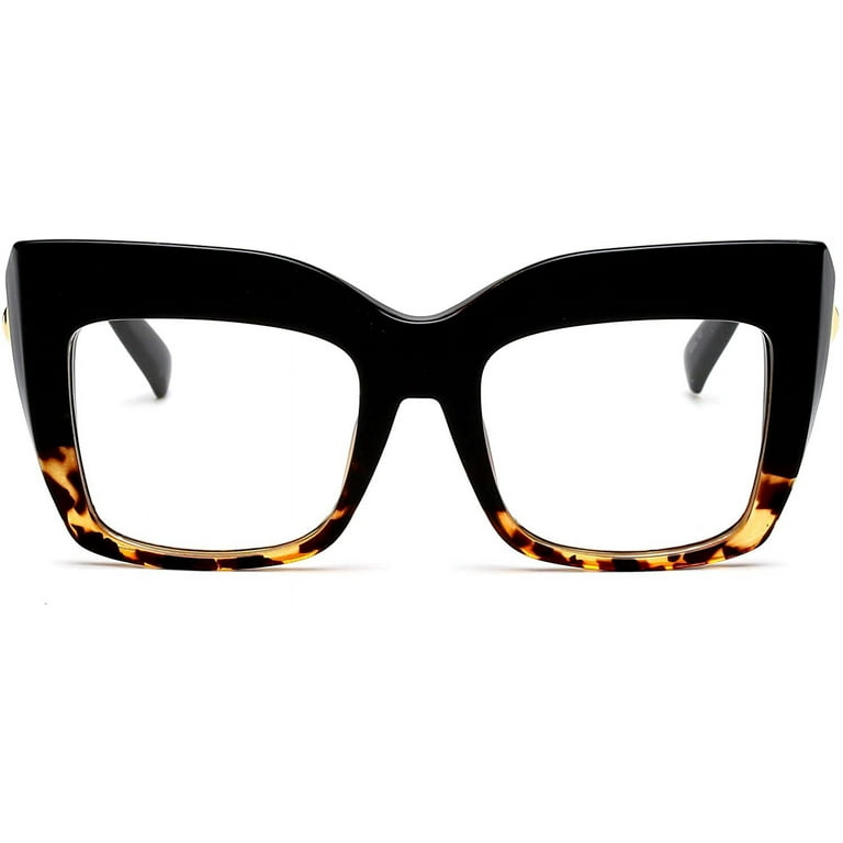 Feisedy Oversized Cat Eye Glasses Frame with Clear Lenses Eyewear for Women B2460