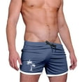 thumbnail image 2 of DeHolifer Men's Sports Shorts Breathable Running Fitness Drawstring Training Palm Tree Print Cropped Shorts Blue XL, 2 of 3