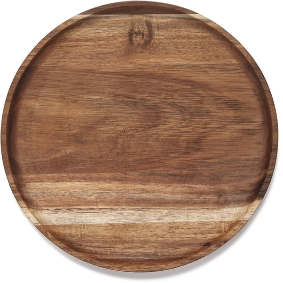 ACDANC 2026 New Round Wood Tray,Wooden Serving Tray,Round Trays Home Decor Acacia Plates,Appetizer Charcuterie Board,Tray Organizer for Kitchen/Countertop,11.8 X 11.8 X 0.8 Inch