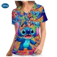 thumbnail image 5 of Uniformes médicos de enfermera con estampado de Mickey Mouse de Disney, cuello en V, manga corta, bolsillo, ropa de trabajo, uniformes médicos, accesorios, 5 of 5